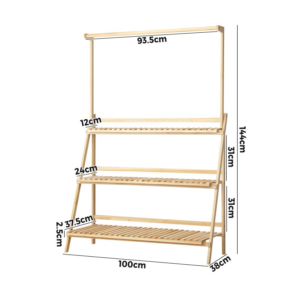 Large Deluxe 3 or 6 Tier Plant Stand | Designer Wooden Indoor Outdoor Plant Flower Pot Stand