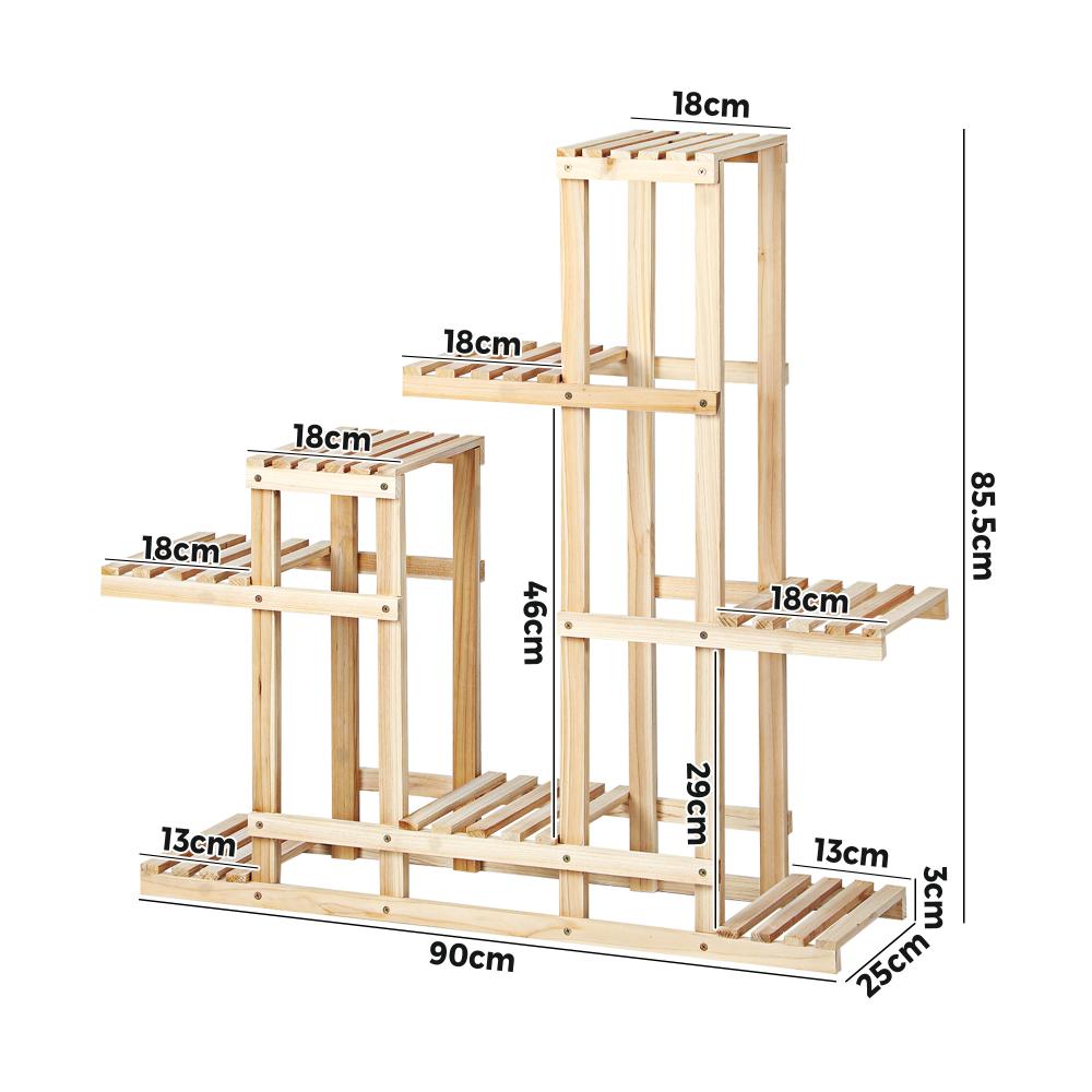 Large Deluxe 3 or 6 Tier Plant Stand | Designer Wooden Indoor Outdoor Plant Flower Pot Stand