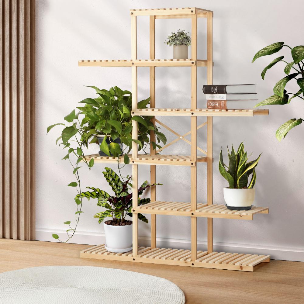 Large Deluxe 3 or 6 Tier Plant Stand | Designer Wooden Indoor Outdoor Plant Flower Pot Stand