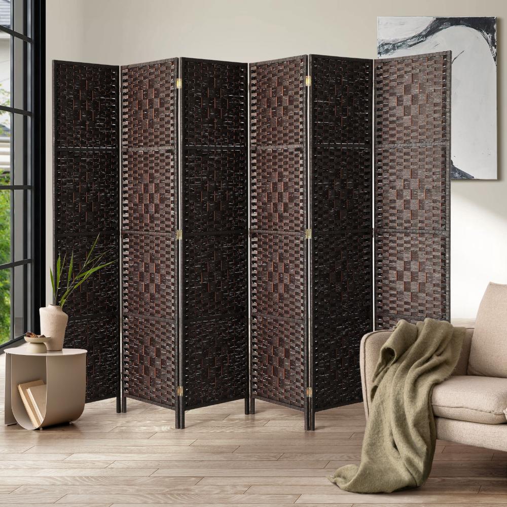 Arezzo Wood and Rattan Room Divider & Privacy Screens | Designer Room Panel Dividers | 3 Sizes - 4 Colours