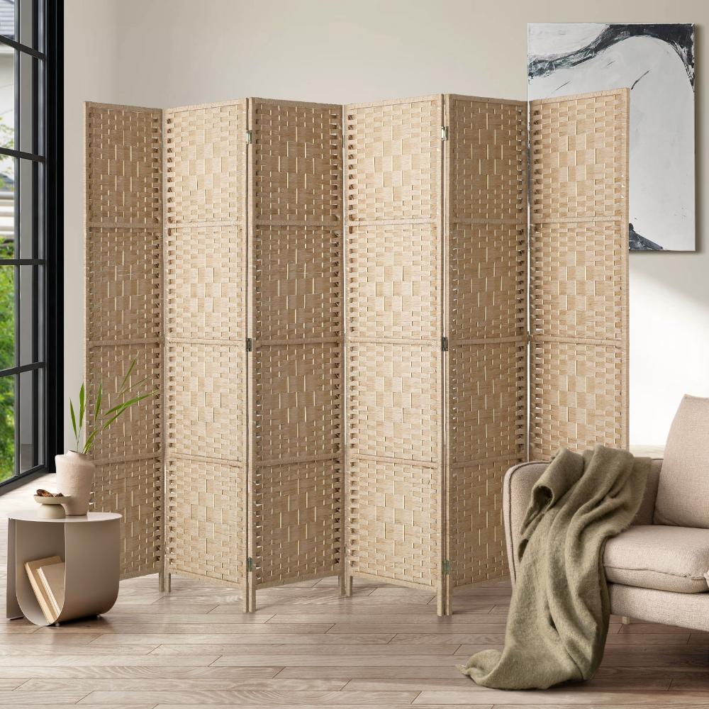 Arezzo Wood and Rattan Room Divider & Privacy Screens | Designer Room Panel Dividers | 3 Sizes - 4 Colours