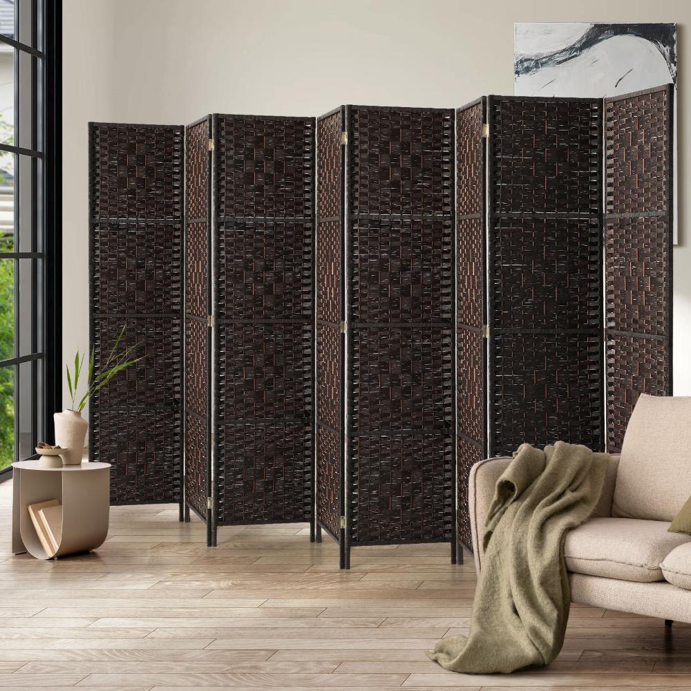 Arezzo Wood and Rattan Room Divider & Privacy Screens | Designer Room Panel Dividers | 3 Sizes - 4 Colours