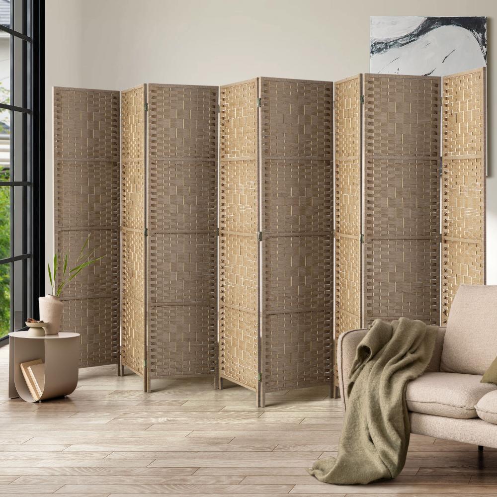 Arezzo Wood and Rattan Room Divider & Privacy Screens | Designer Room Panel Dividers | 3 Sizes - 4 Colours