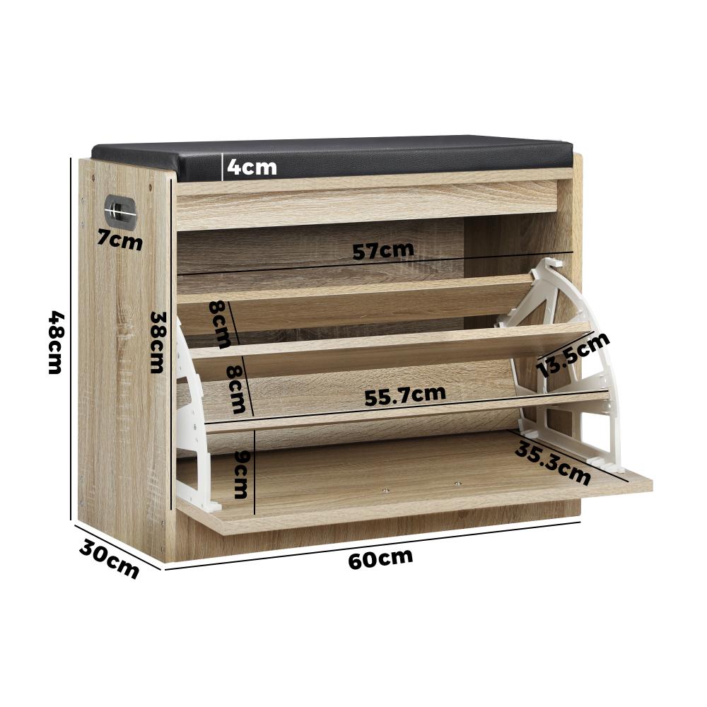 Two In One 15 Pair Shoe Storage and Wooden Seating Bench | Modern Shoe Storage | 2 Colours