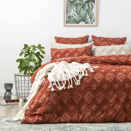 Embroidered 100% Cotton Vintage Washed Tufted Quilt Cover Set by Park Avenue | 3 Sizes - 8 Colours