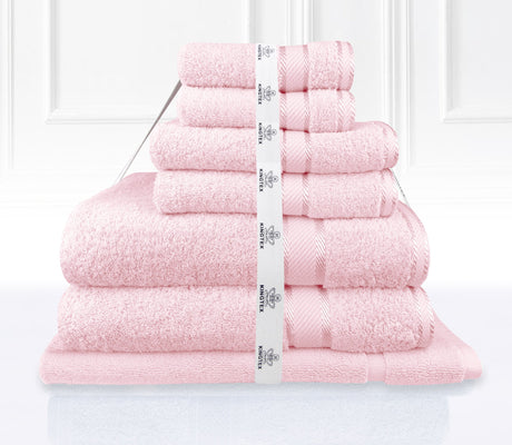 Luxury Kingtex 100% Supreme Cotton Towel Set | 100% Cotton Bath Towel Set | 2 Size Sets - 17 Colours Bath Towels & Washcloths 7 Piece Set / BABY PINK Ontrendideas Bed and Bath