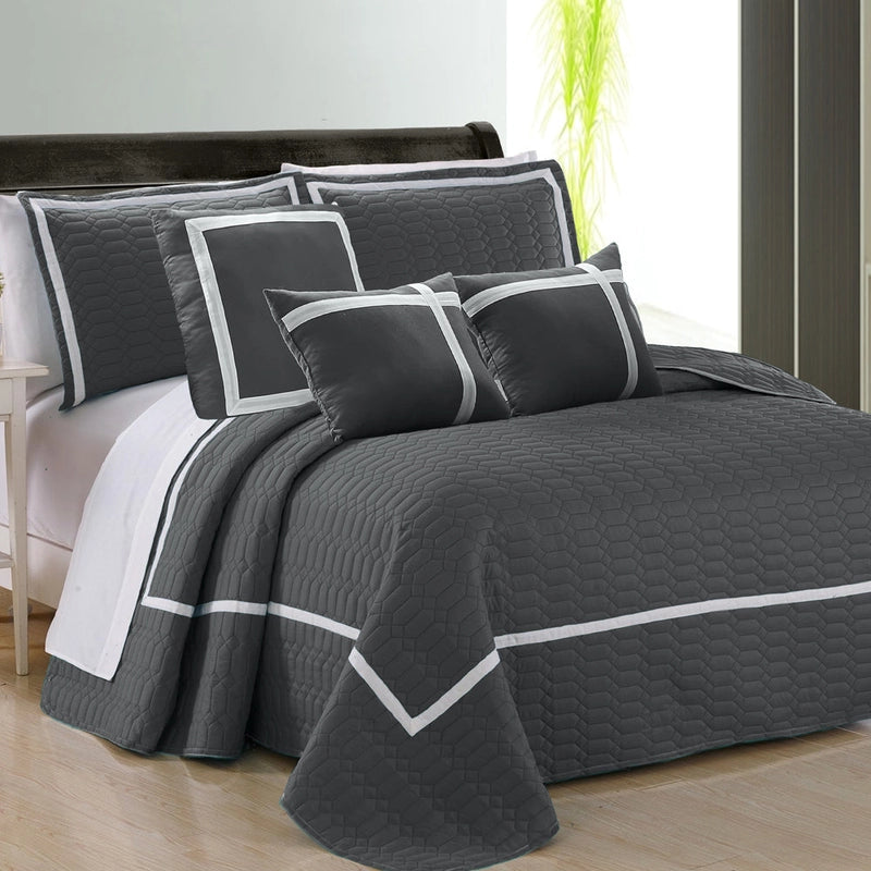 6pc Two-Tone Embossed Modern Comforter Set | Stylish Bed Set