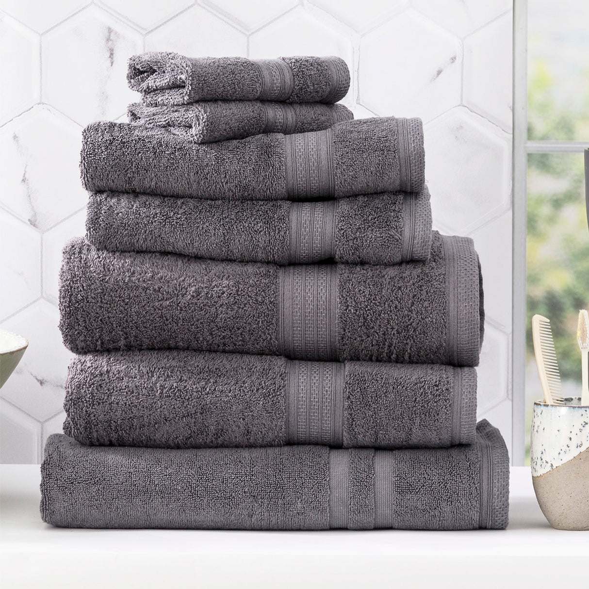 7 or 14pc Soft Deluxe Bamboo Cotton 650 GSM Towel Set by Renee Taylor | 8 Colours