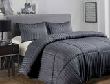 Ramesses 3 Piece Damask Stripe Comforter Set 3pc All-Season Filled Bedding Set