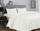 Ramesses 3 Piece Damask Stripe Comforter Set 3pc All-Season Filled Bedding Set