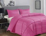 Ramesses 3 Piece Damask Stripe Comforter Set 3pc All-Season Filled Bedding Set | 3 Sizes - 10 Colours