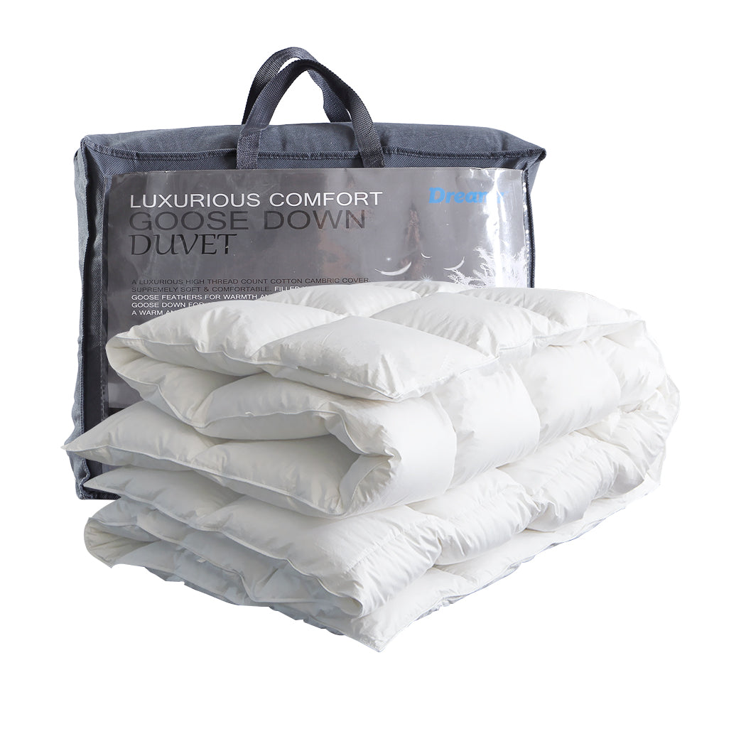 Luxore Premium 500GSM Goose Feather Down Quilt | 100% Cotton Cover All Season Doona Duvet | 6 Sizes