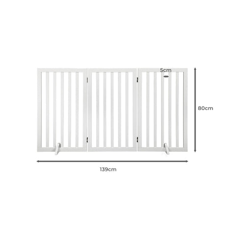 Extra Tall 80cm High White Wooden Pet Gate | Foldable Stable Dog Fence Safety Stairs Gate in 3 Sizes