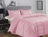 Ramesses 3 Piece Damask Stripe Comforter Set 3pc All-Season Filled Bedding Set | 3 Sizes - 10 Colours