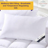 Premium 700GSM Cooling Mulberry Silk Filled Twin Pack Pillows Breathable Eco Friendly Pillows