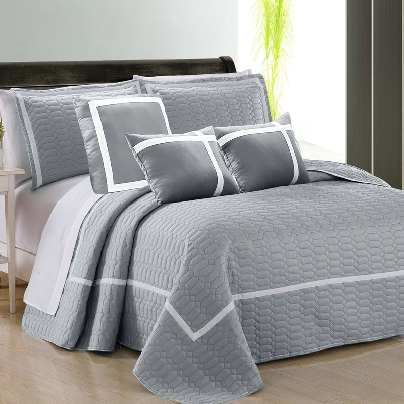 6pc Two-Tone Embossed Modern Comforter Set | Stylish Bed Set | 2 Sizes - 6 Colours