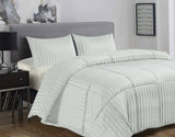 Ramesses 3 Piece Damask Stripe Comforter Set 3pc All-Season Filled Bedding Set | 3 Sizes - 10 Colours