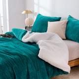 Plush 2 in 1 Teddy Sherpa Quilt Cover Set and Blanket | Warm Sherpa Bedding Set | 3 Sizes - 4 Colours