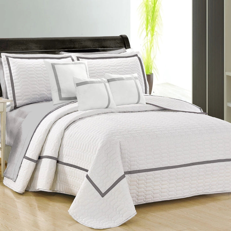 6pc Two-Tone Embossed Modern Comforter Set | Stylish Bed Set