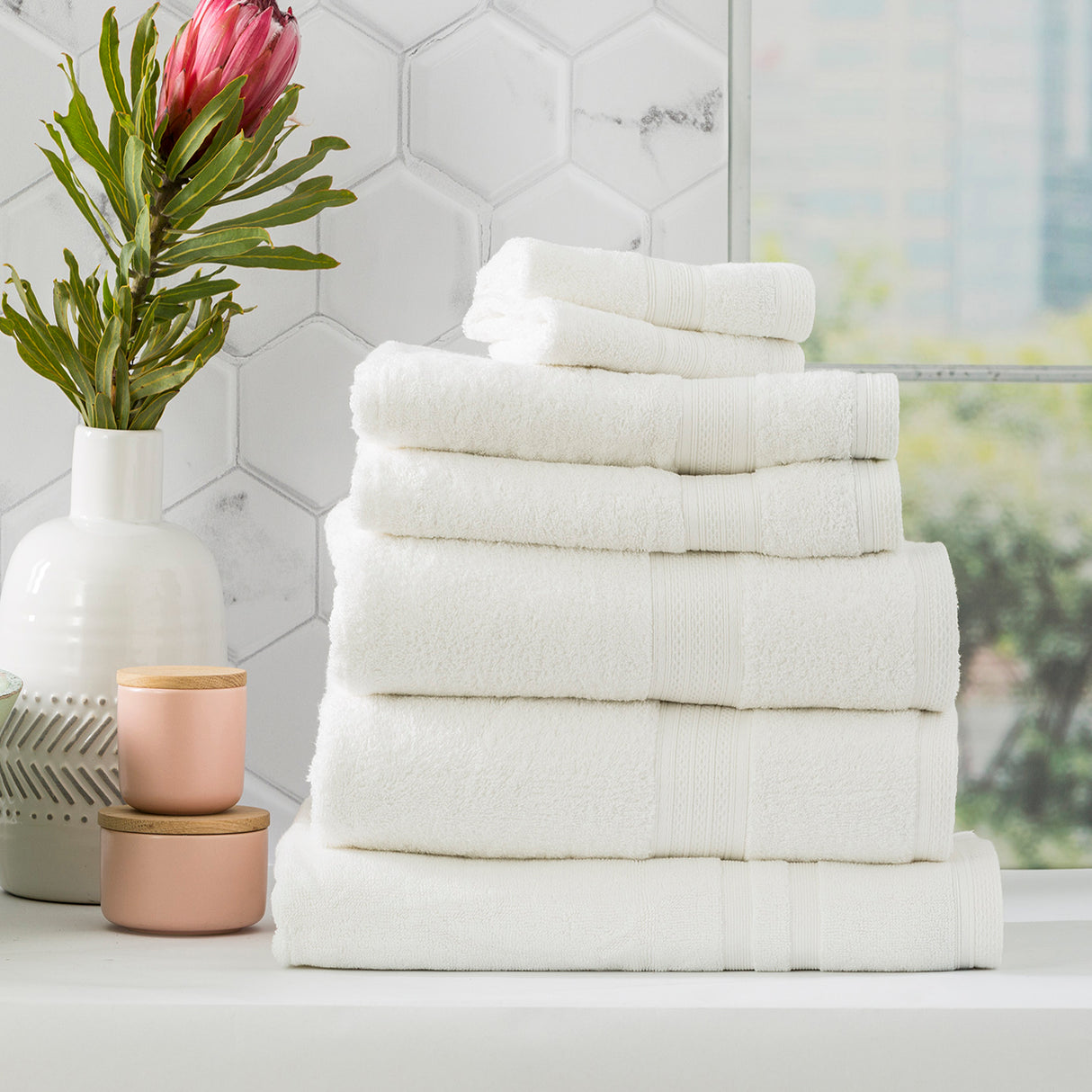 7 or 14pc Soft Deluxe Bamboo Cotton 650 GSM Towel Set by Renee Taylor | 8 Colours